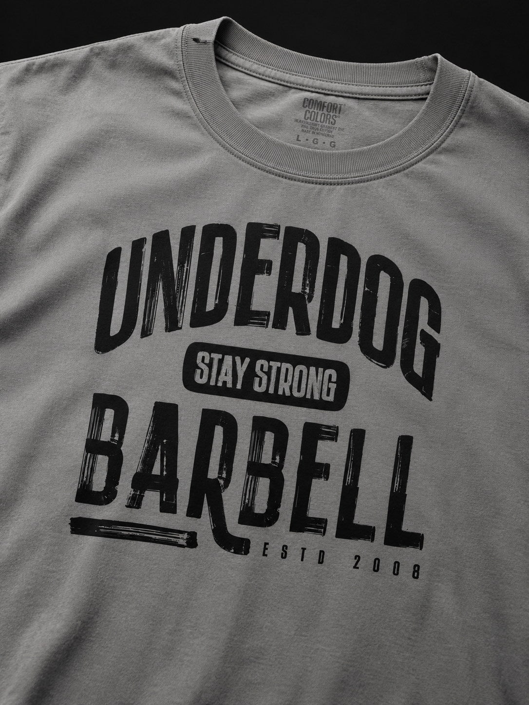 Design example: brush type chest print on grey tee